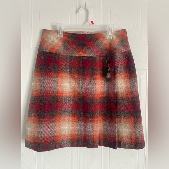 Terra Nostra 10 Wool Blend Plaid Skirt Red Tartan Dark Academia Mini - Picture 3 of 14
